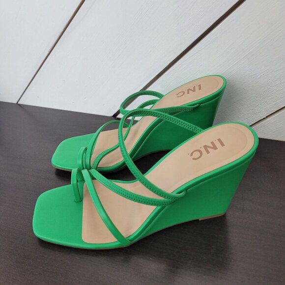 NEW I.N.C. International Concepts Womens Eiana Toe-Ring Wedge Green Smooth 9M - Picture 3 of 8